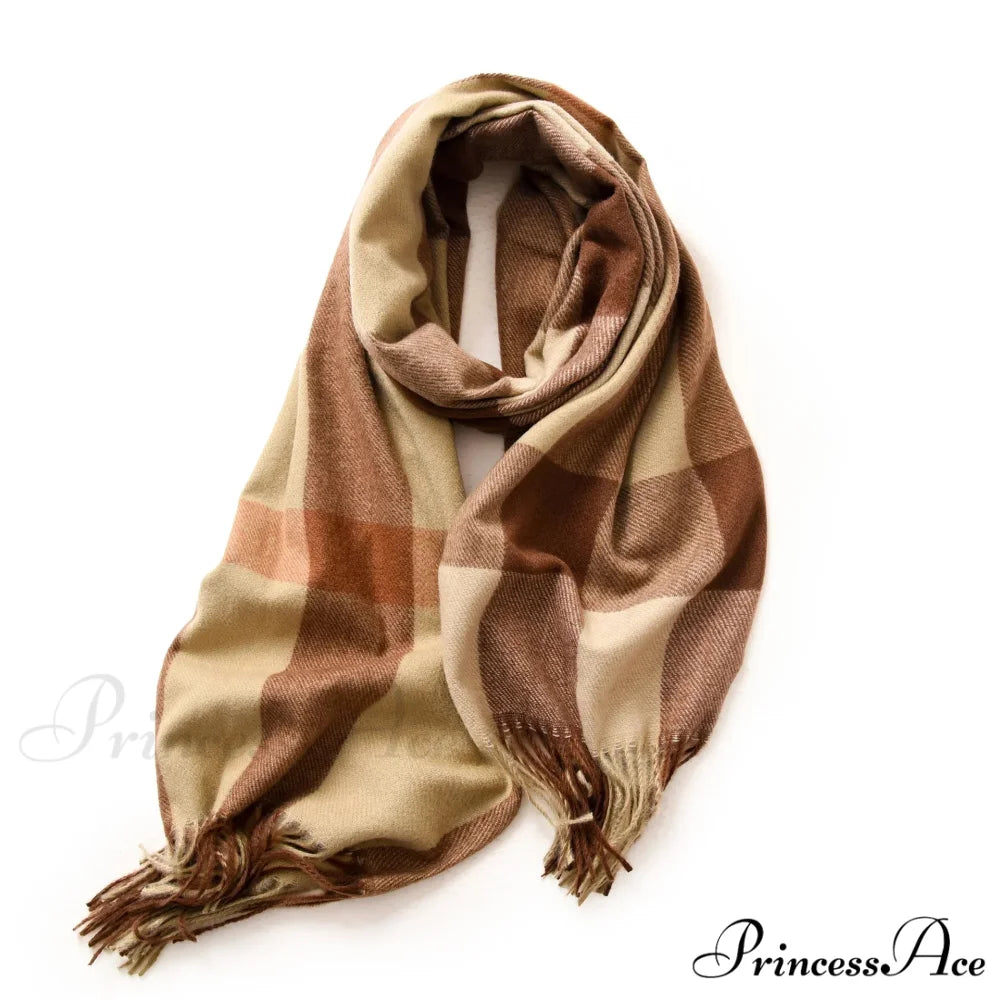 Plaid Blanket Thick Winter Warm Shawl Set Scarf CAMLE
