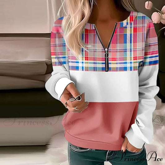 Plaid Casual Sweatshirt Multicolor / S