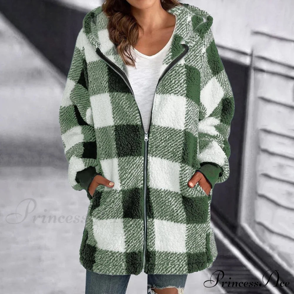 Plaid Coat Light Green / S