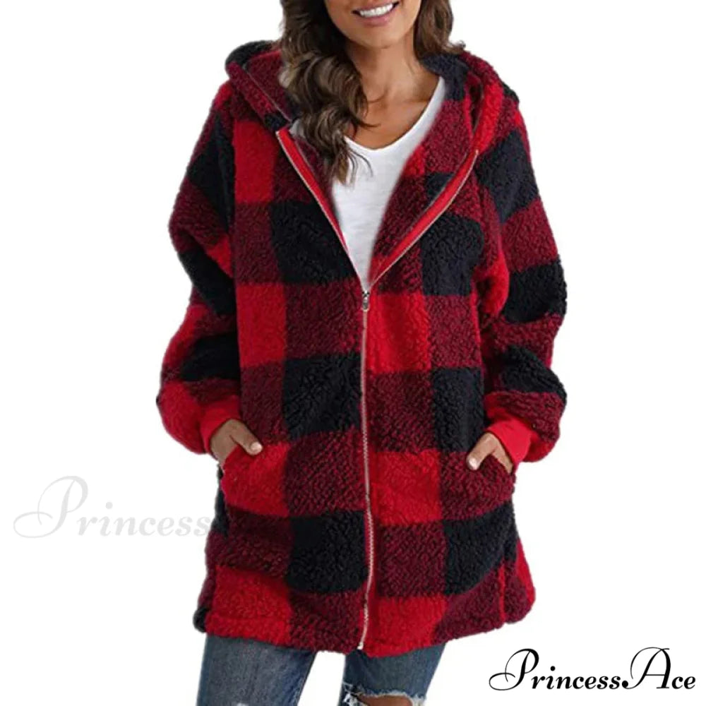 Plaid Coat Red / S
