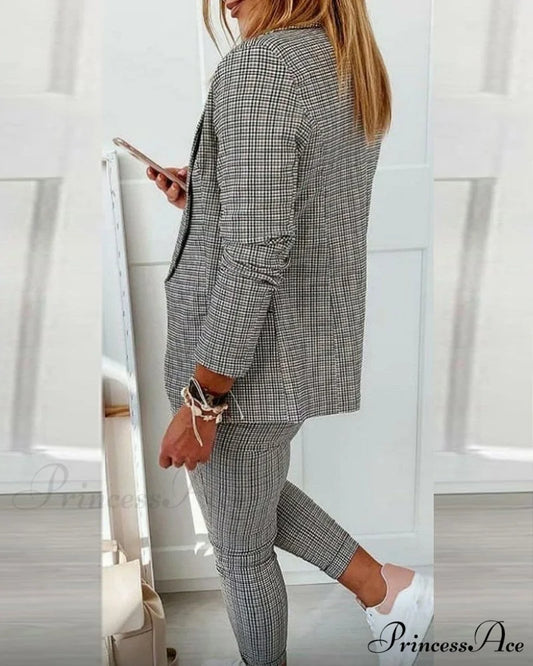 Plaid Comfortable Casual Women’s Suit