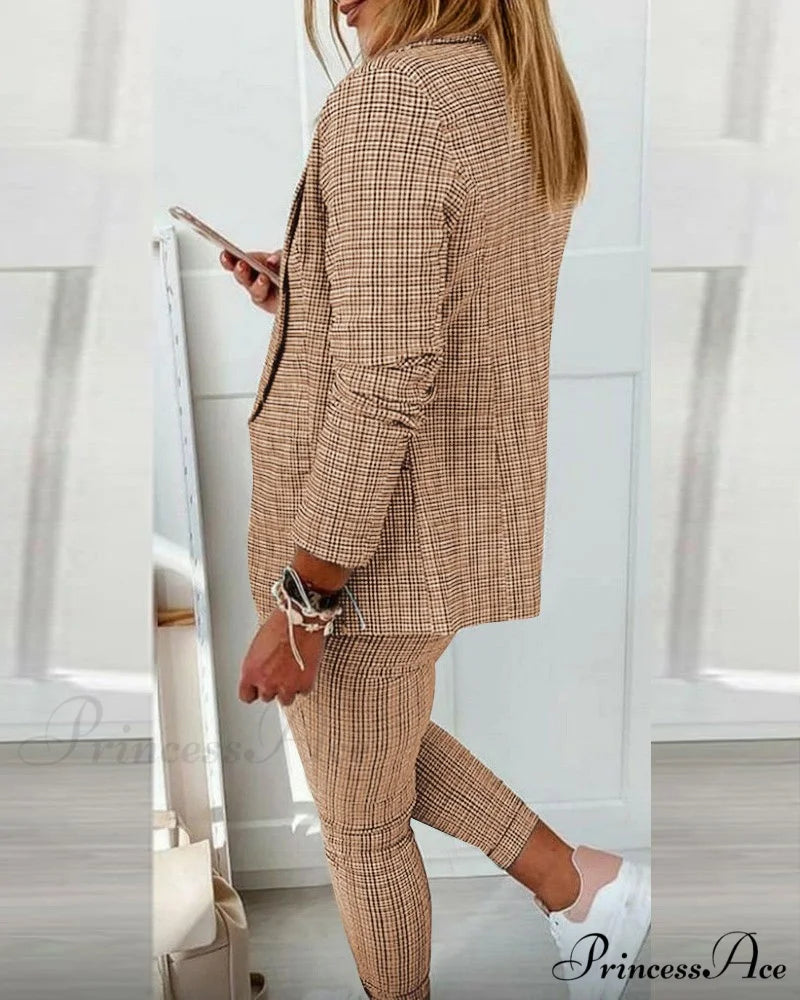 Plaid Comfortable Casual Women’s Suit