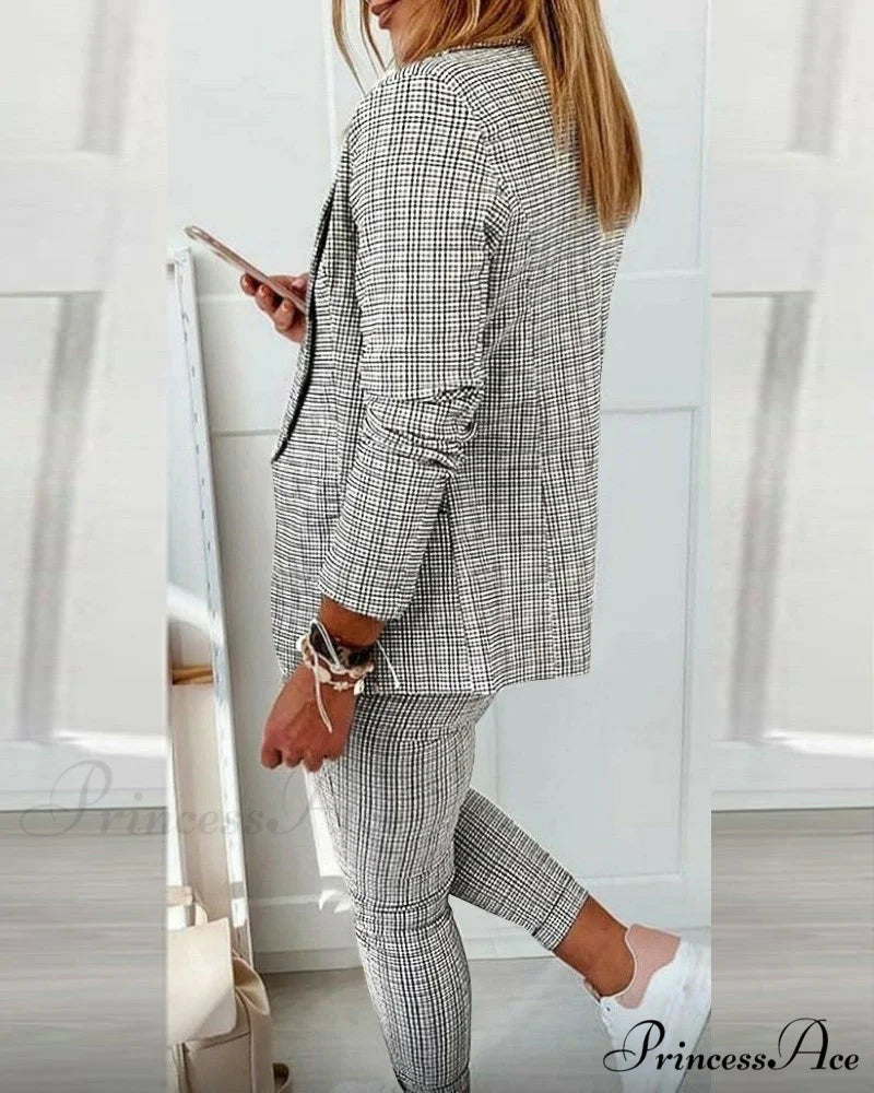 Plaid Comfortable Casual Women’s Suit