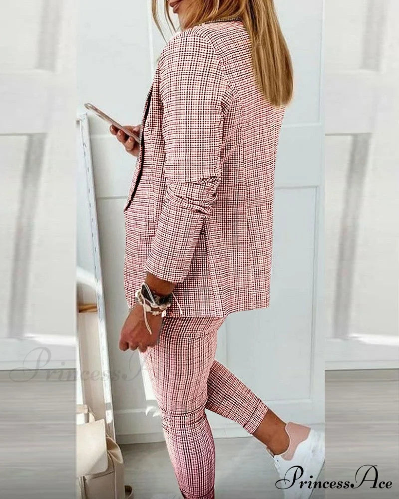 Plaid Comfortable Casual Women’s Suit