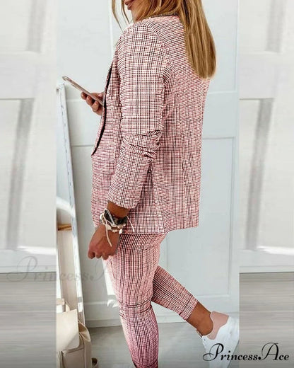 Plaid Comfortable Casual Women’s Suit