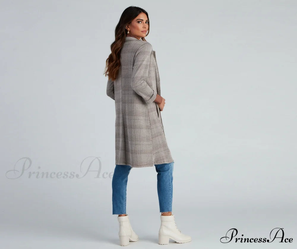 Plaid Longline Blazer by City Chic