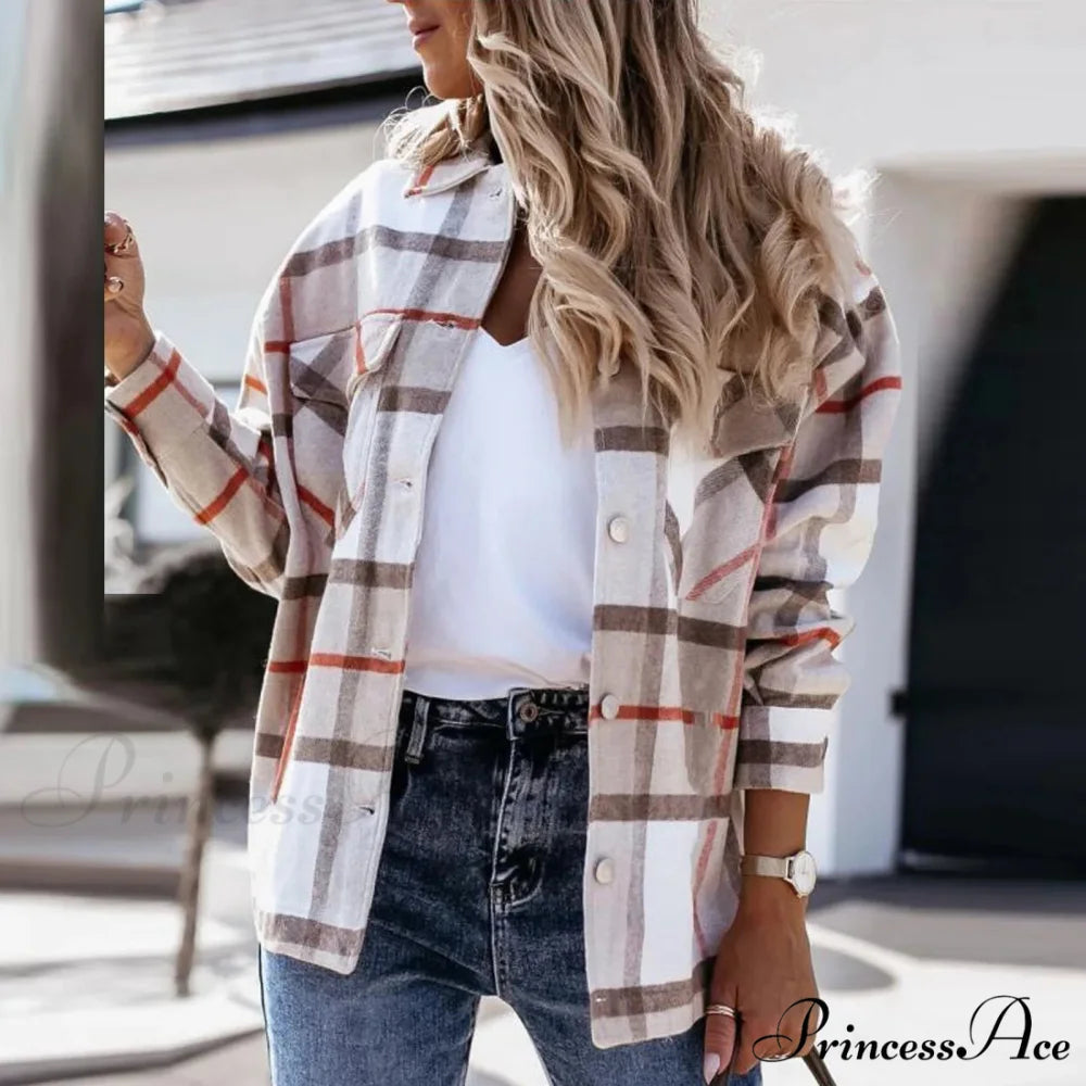 Plaid Printed Worsted Wool Turndown Collar Pocket Single Breasted Warm Chic Stylish Elegant Fashionable Versatile