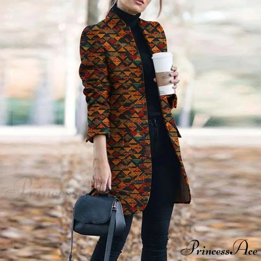 Plaid Printing Long Thin Coat