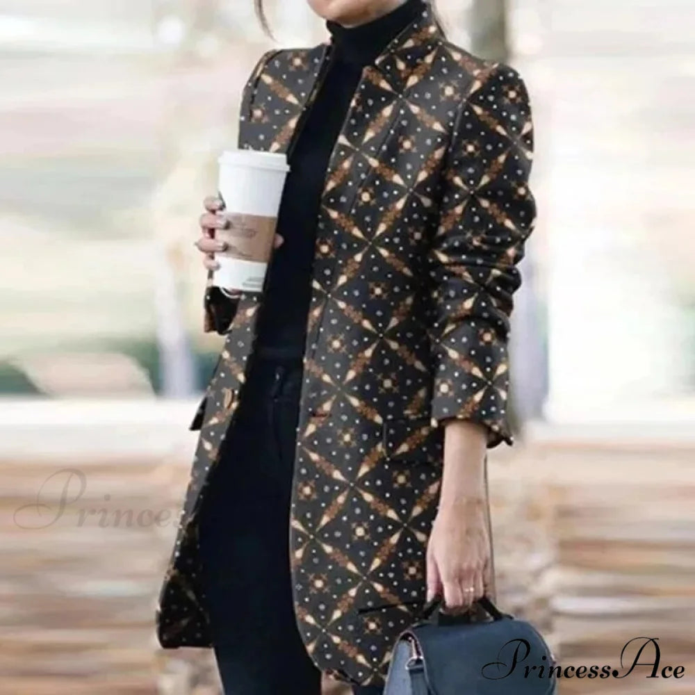 Plaid Printing Long Thin Coat MULTI / S
