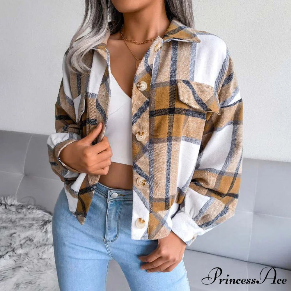 Plaid Retro Coat Khaki / S