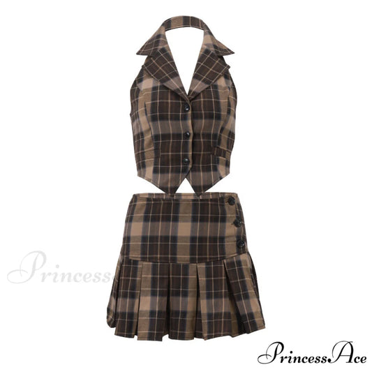 Plaid Sweet Cool Suit BROWN / S
