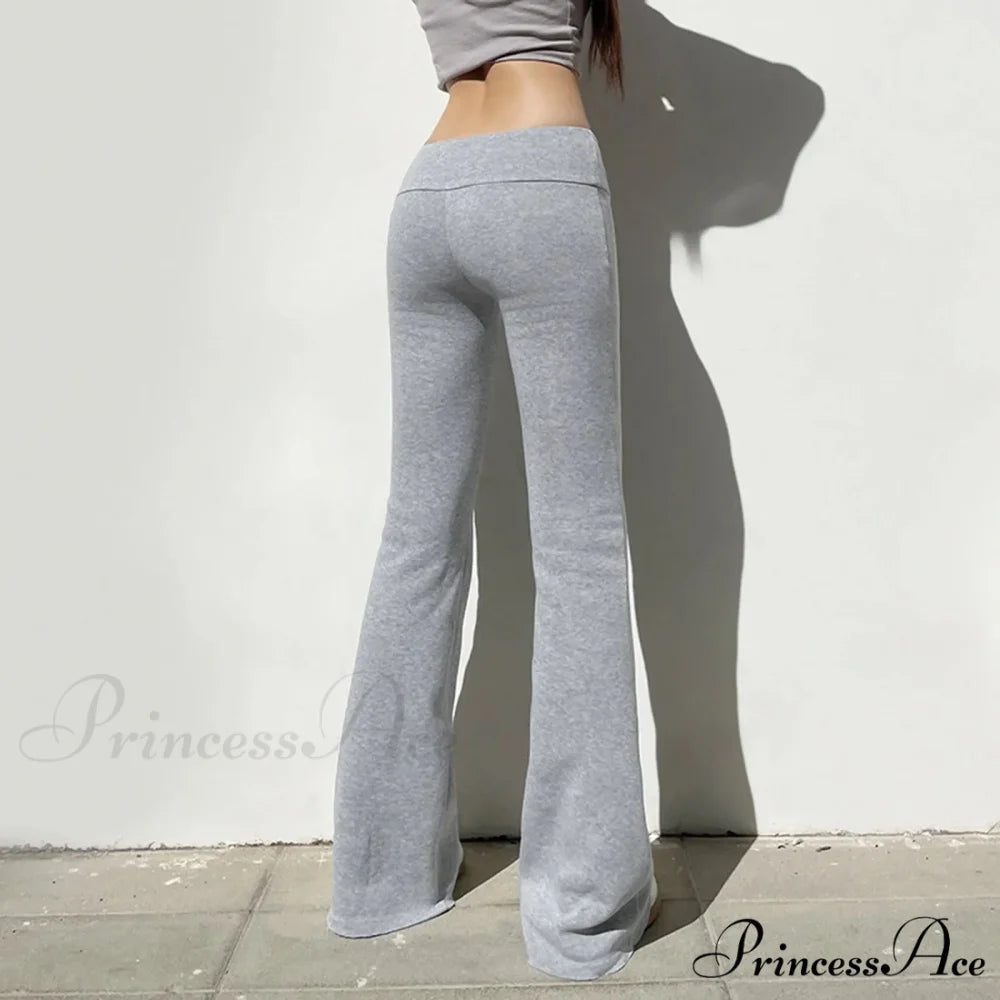 Plain Hue Flared Athletic Informal Trousers pants-241228