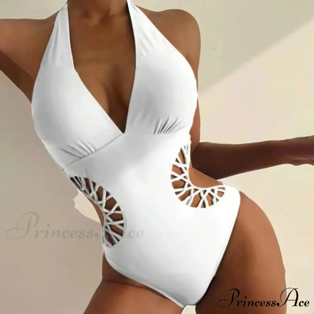 Plain Shade Empty Monokini Low Cut Single Piece onepiece-250223