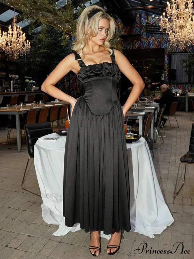 Pleated A-line Sophisticated Holiday Dress vacationdress-250223