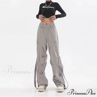 Pleated Cargo Urban Wide Trousers pants-241228