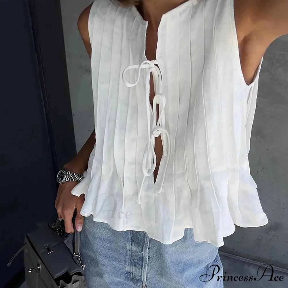 Pleated Carved Frill Crop Top croptop-250223