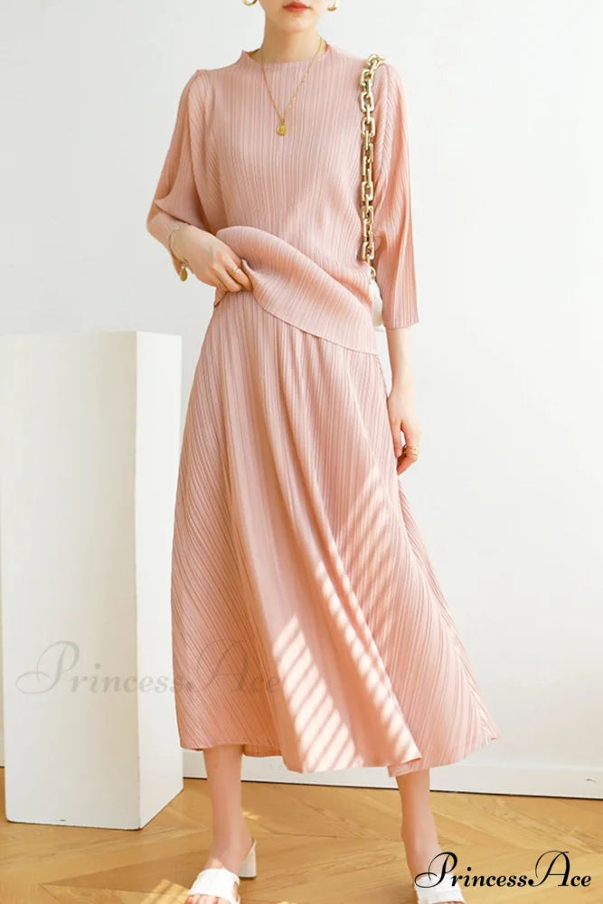 Pleated High Waist Skirt - Solid Color