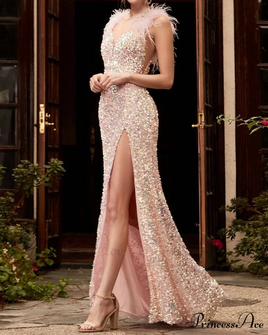 Plume Crimson Tall Waist Prom Gown handout / S promdress-250223
