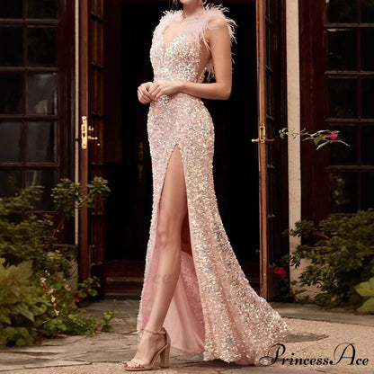 Plume Crimson Tall Waist Prom Gown promdress-250223