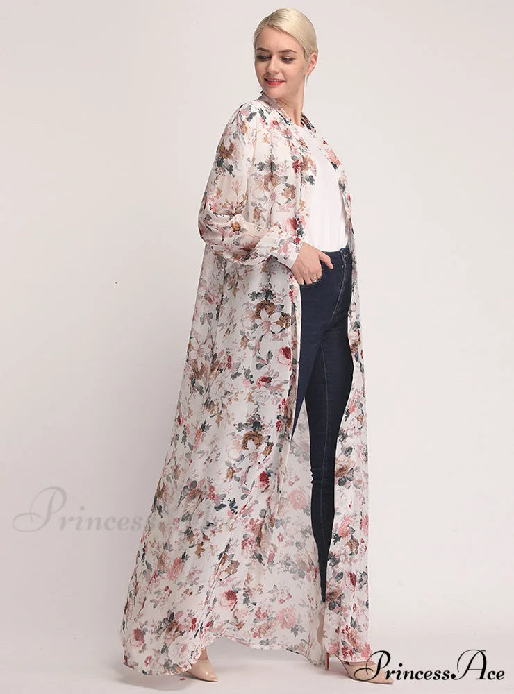 Plunging Neck Floral Print Belted Dress S / Green
