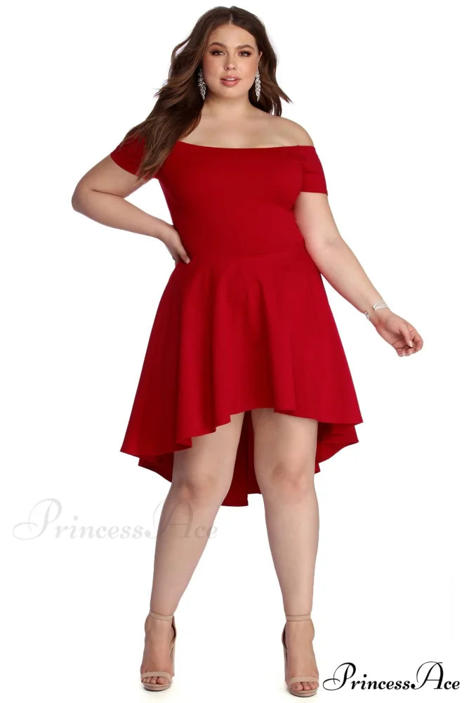 Plus All The Charming Rage Skater Dress RED / 1X
