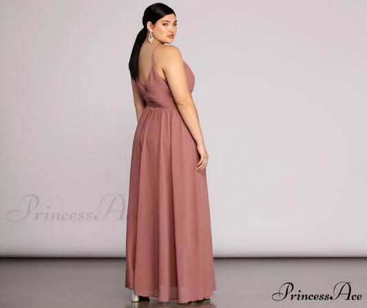 Plus Helena Formal Charming Sleeveless Chiffon Dress