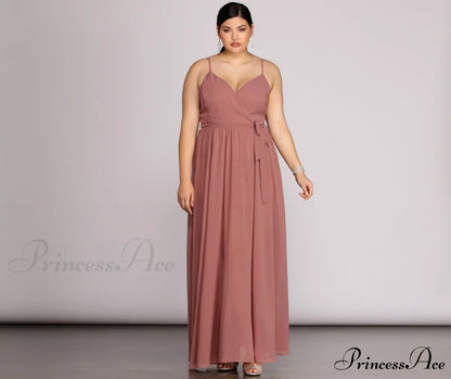 Plus Helena Formal Charming Sleeveless Chiffon Dress MAUVE / 1X