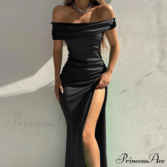 Plus Kaleigh Stylish Off Shoulder Dress BLACK / S