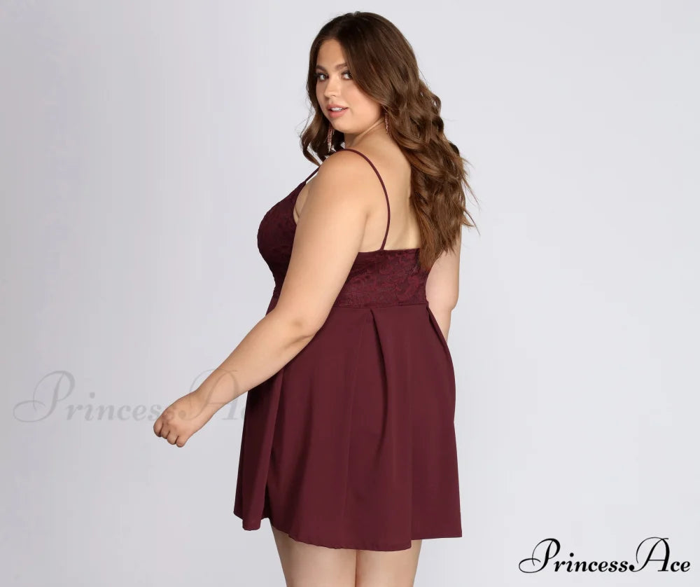 Plus Lace Stylish Appeal Skater Dress