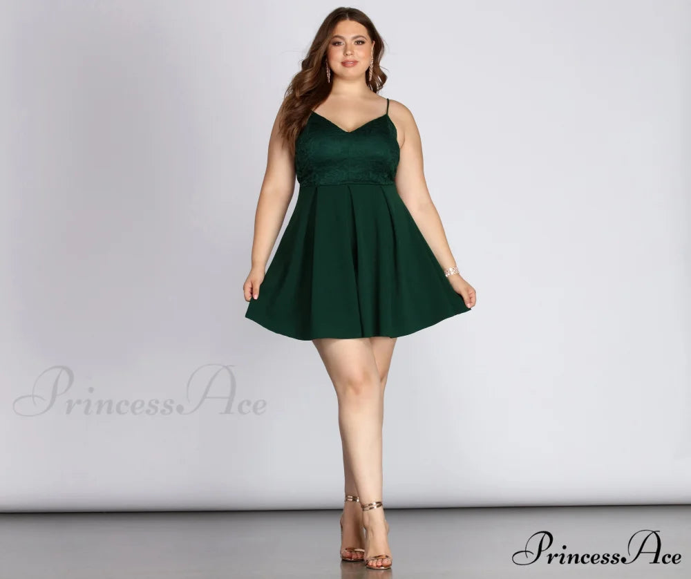 Plus Lace Stylish Appeal Skater Dress