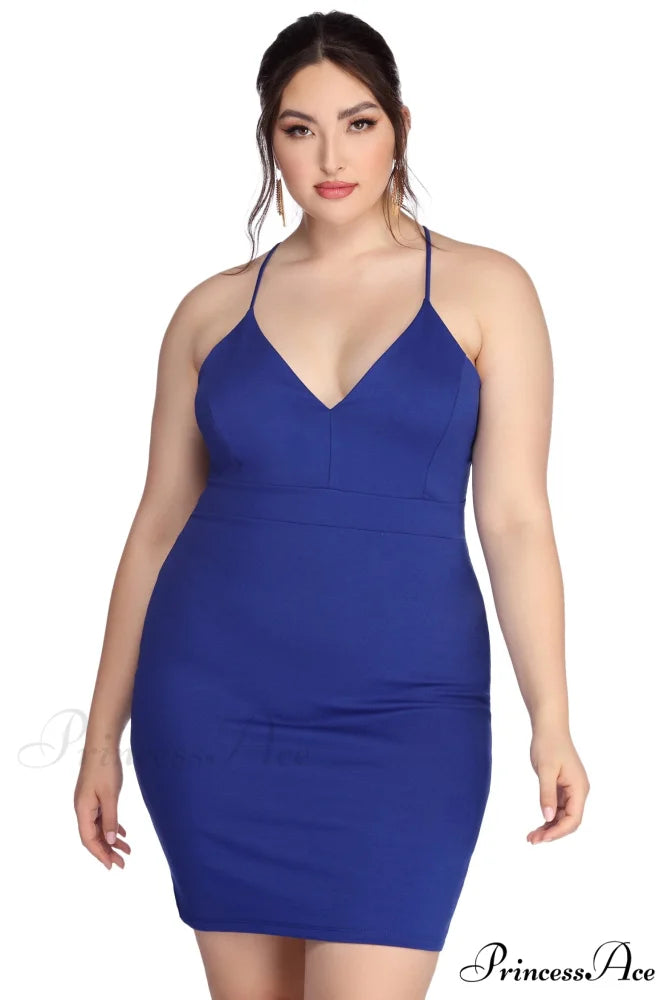 Plus Midnight Stylish Dreams Bodycon Dress ROYAL / 1X