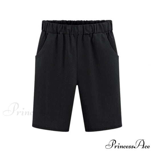 Plus Size Elastic Waist Casual Harem Shorts black / M