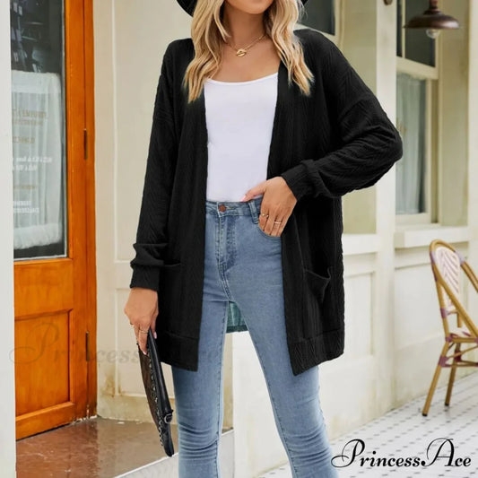 Plus Size Open Front Chunky Knit Cardigan