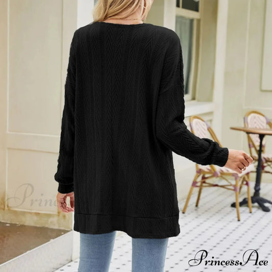 Plus Size Open Front Chunky Knit Cardigan Black / S
