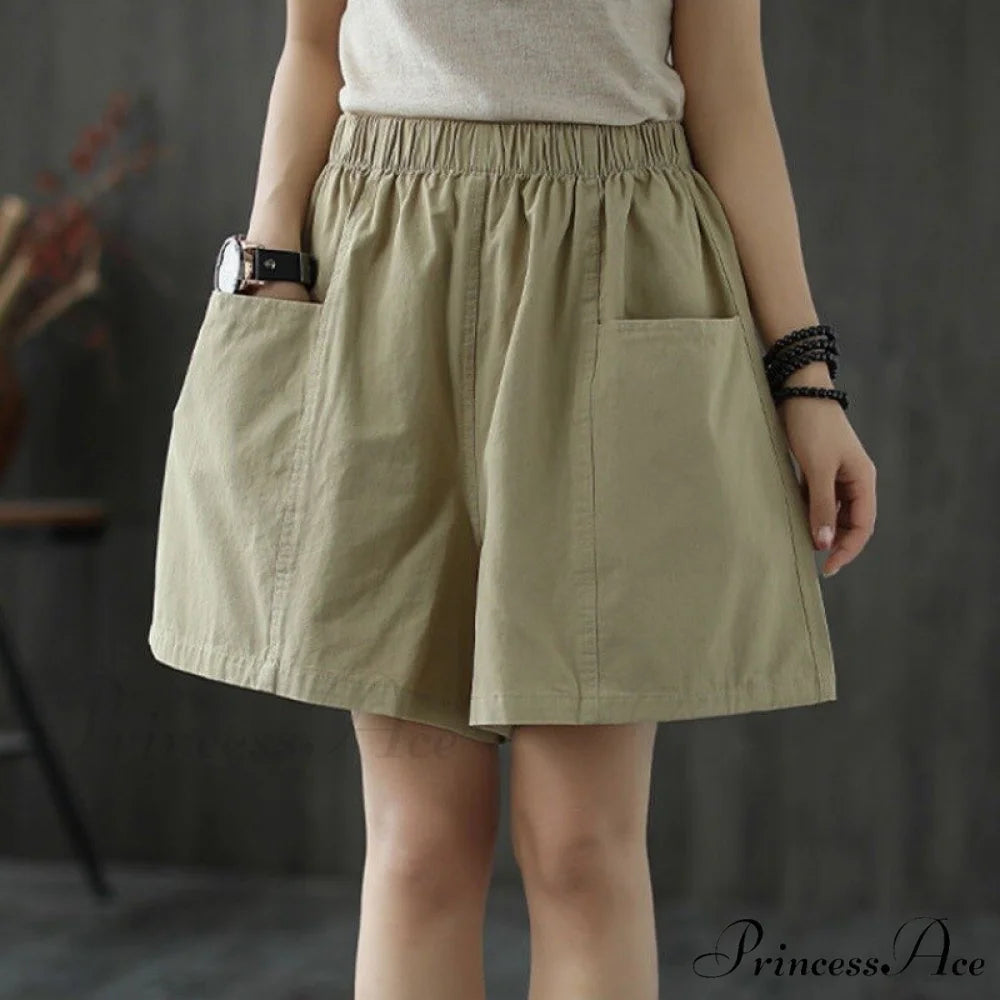 Plus Size Pocket Elastic High Waist Shorts