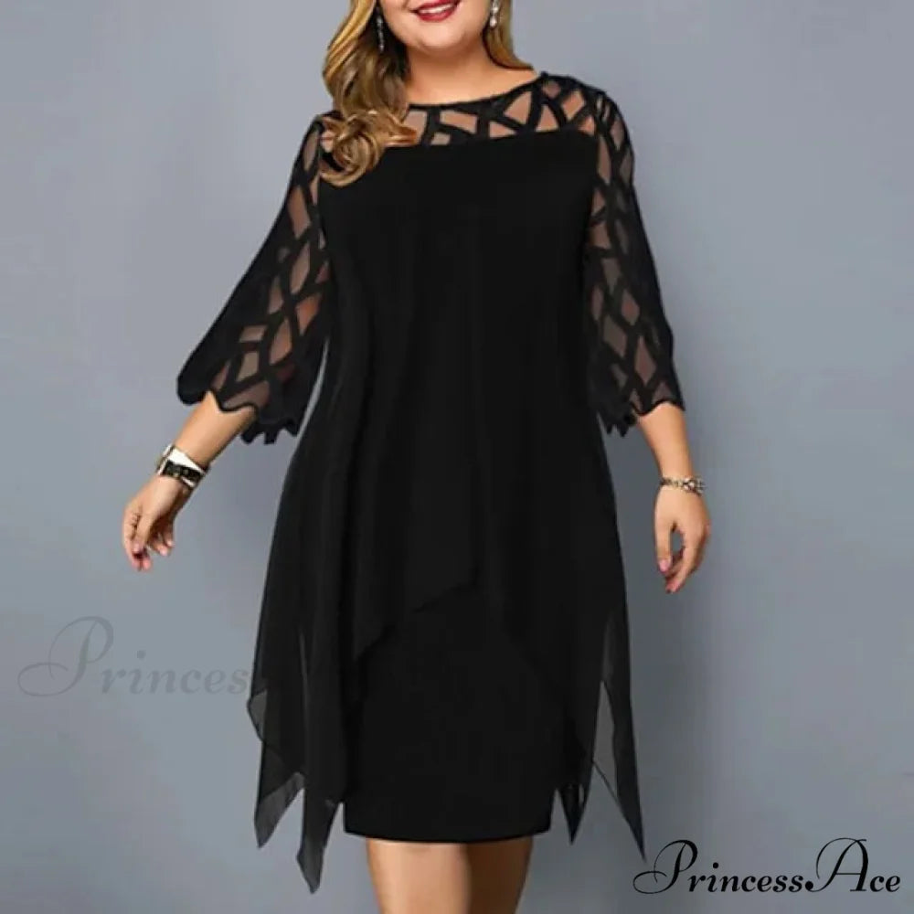 Plus Size Solid Color Sheath Dress for Women Black / L