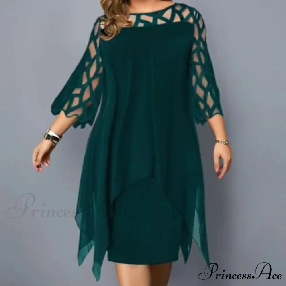 Plus Size Solid Color Sheath Dress for Women Dark Green / L