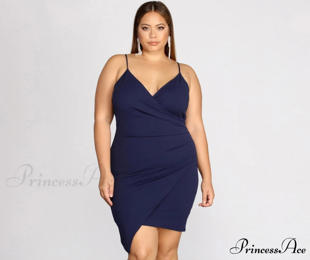 Plus Strappy & Charming Stunning Mini Dress NAVY / 1X