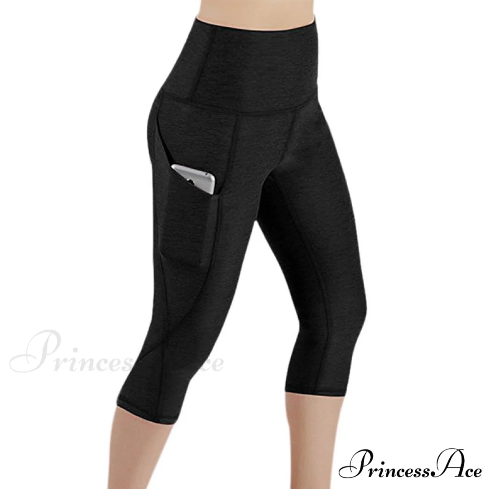 Pocket High Waist Push Up Sports leggings black 01 / S