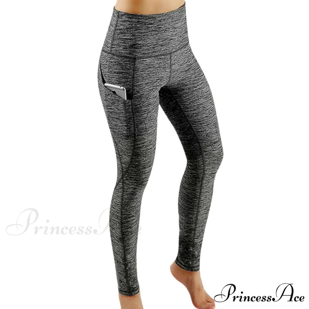 Pocket High Waist Push Up Sports leggings gray / S