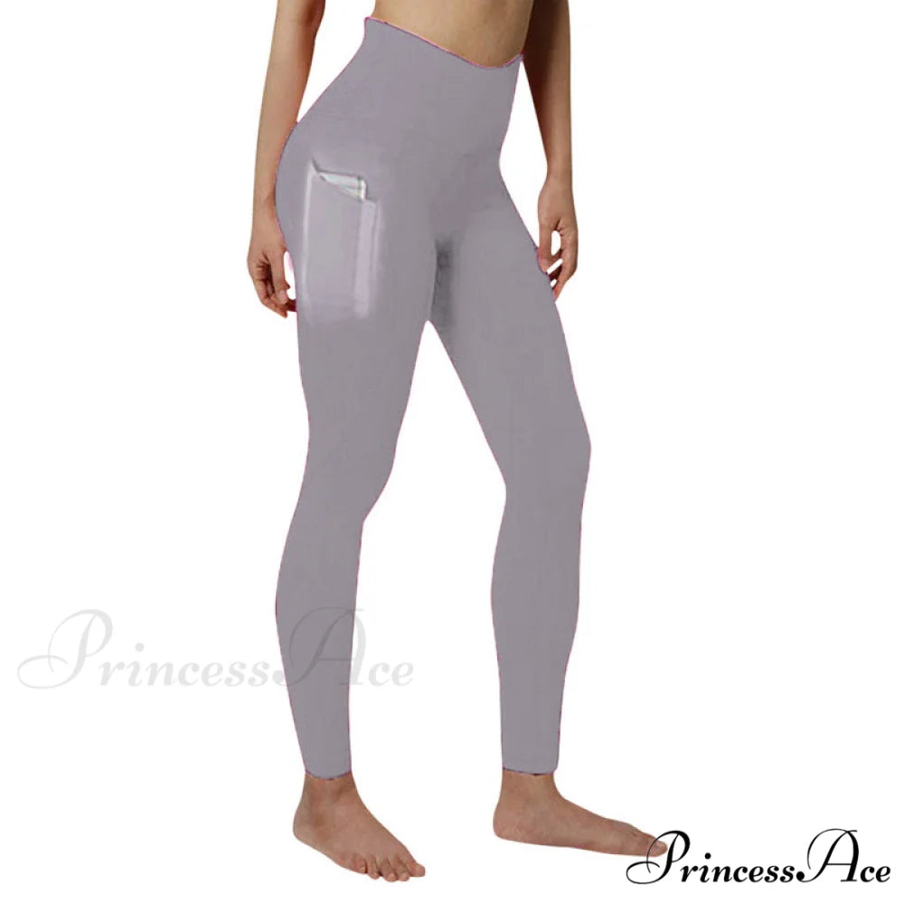 Pocket High Waist Push Up Sports leggings light gray / S