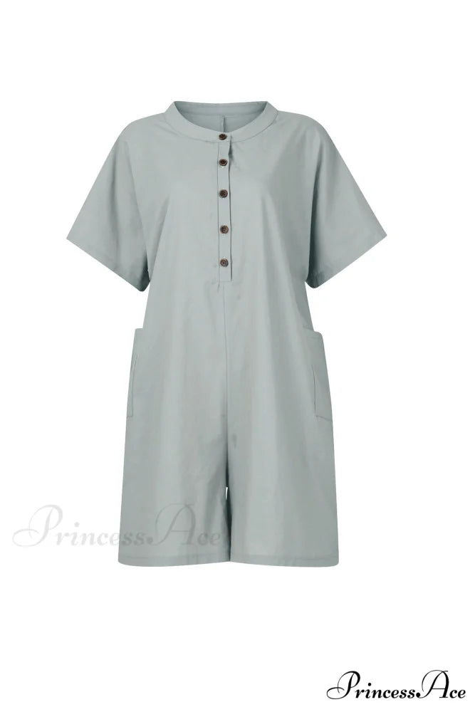 Pocketed Loose Rompers Grey / L
