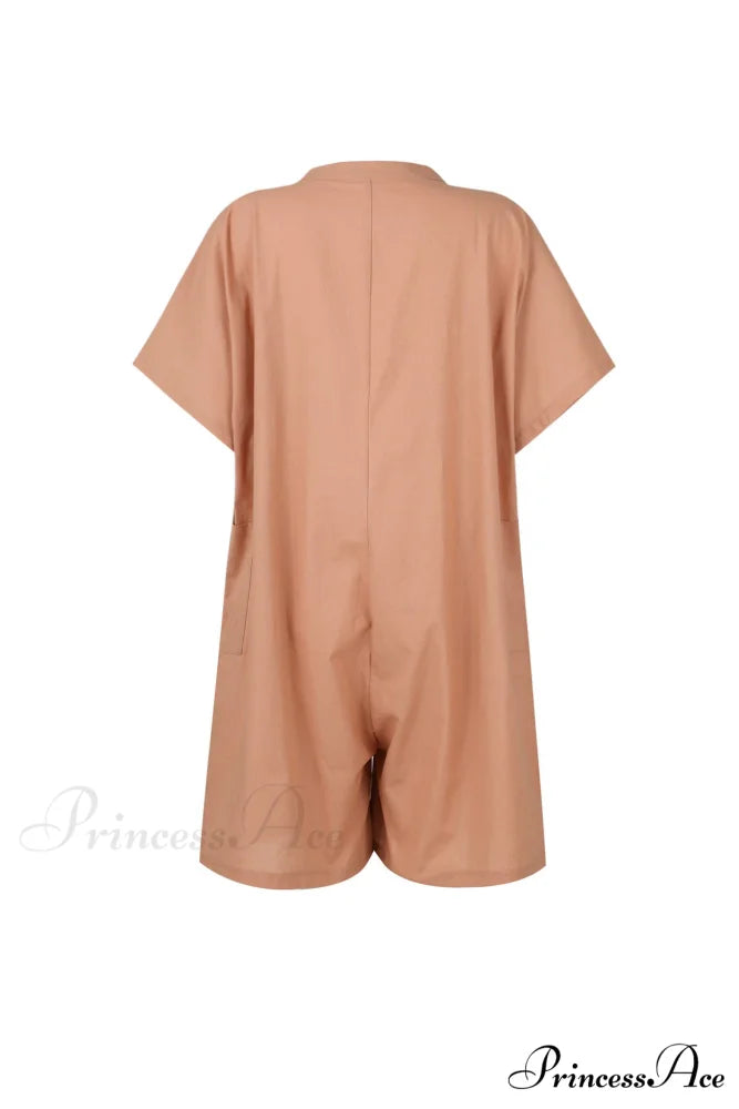 Pocketed Loose Rompers Pink / 2XL