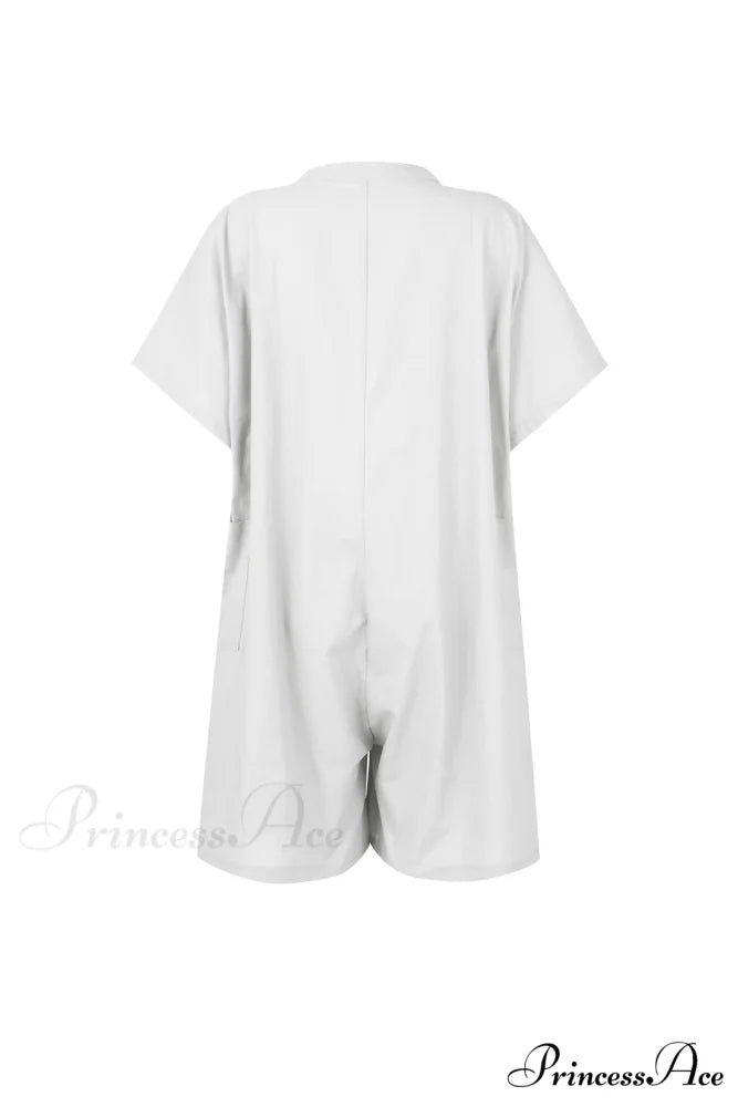 Pocketed Loose Rompers White / 2XL