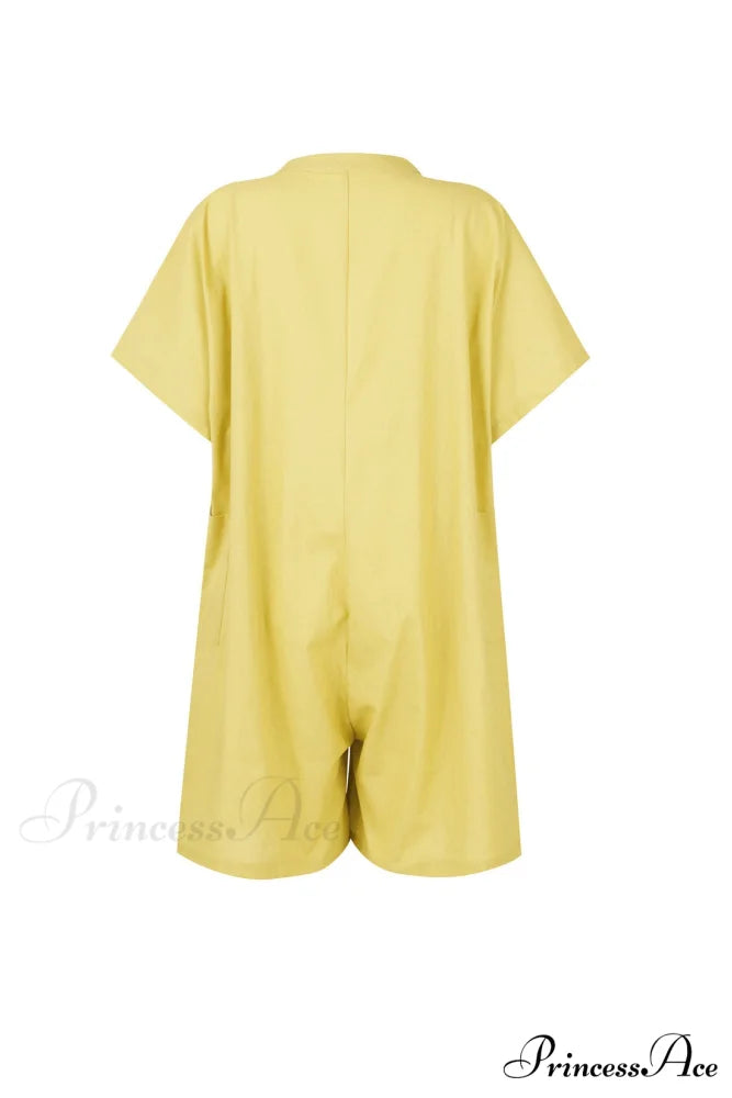 Pocketed Loose Rompers Yellow / 2XL