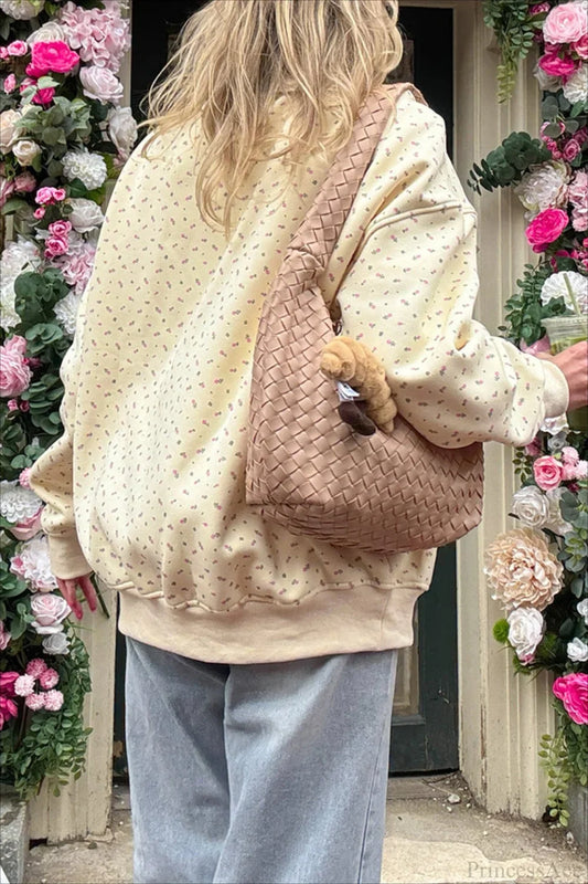 Polka Dot Cute Crew Neck Pull-On Sweatshirt