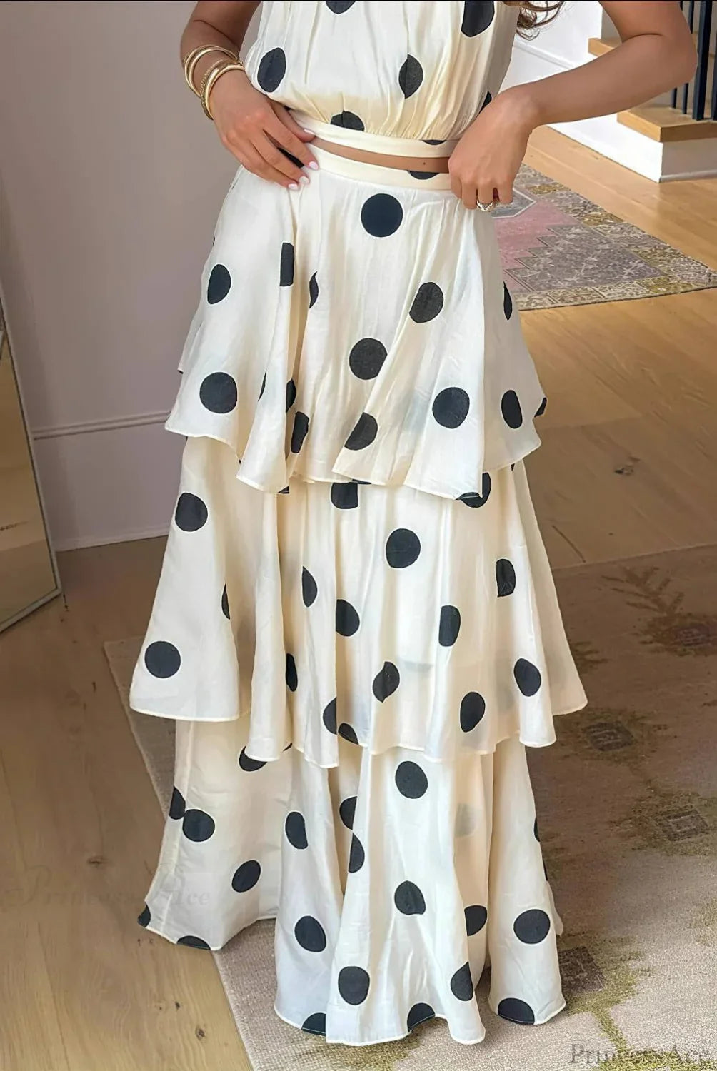 Polka Dot Halter Top Skirt Tow Pieces Set