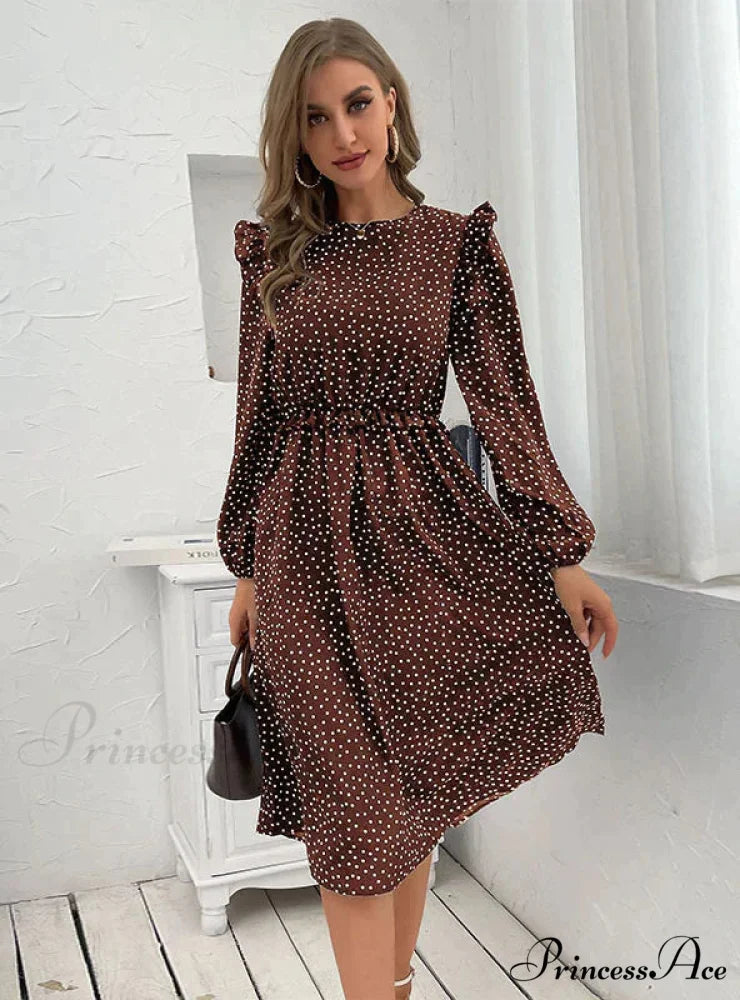 Polka Dot Long Sleeve Dress S / black