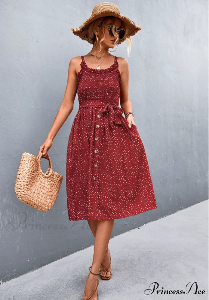 Polka-dot sling dress