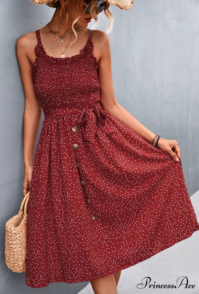Polka-dot sling dress